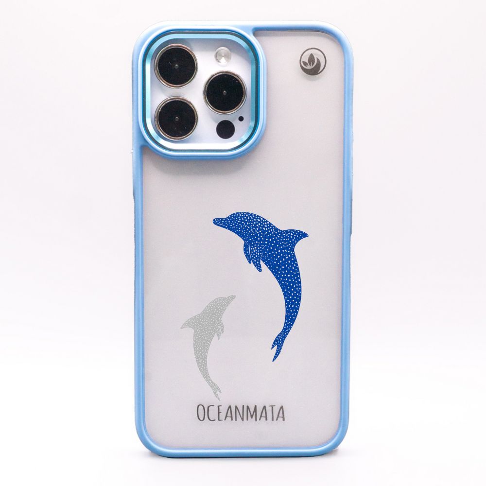 iPhone 12 pro / iPhone 12 case - dolphin blue - "Dolphin Twins" - sustainable