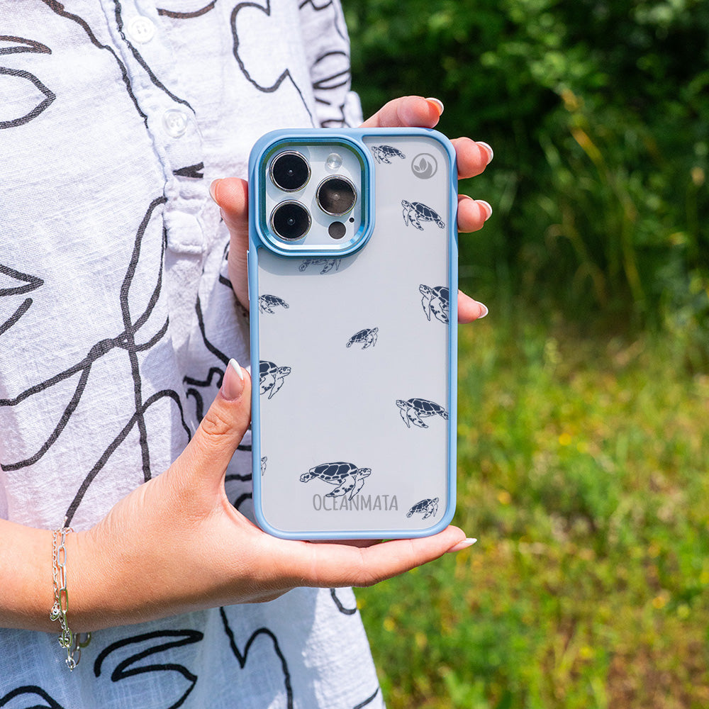 iPhone 15 pro case - turtles blue - "Turtlino" - sustainable
