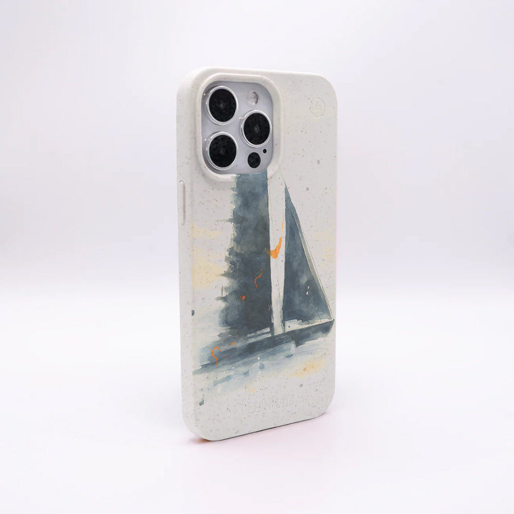 iPhone 14 pro max Hülle - Segeln weiß - "Golden Horizon" - nachhaltig
