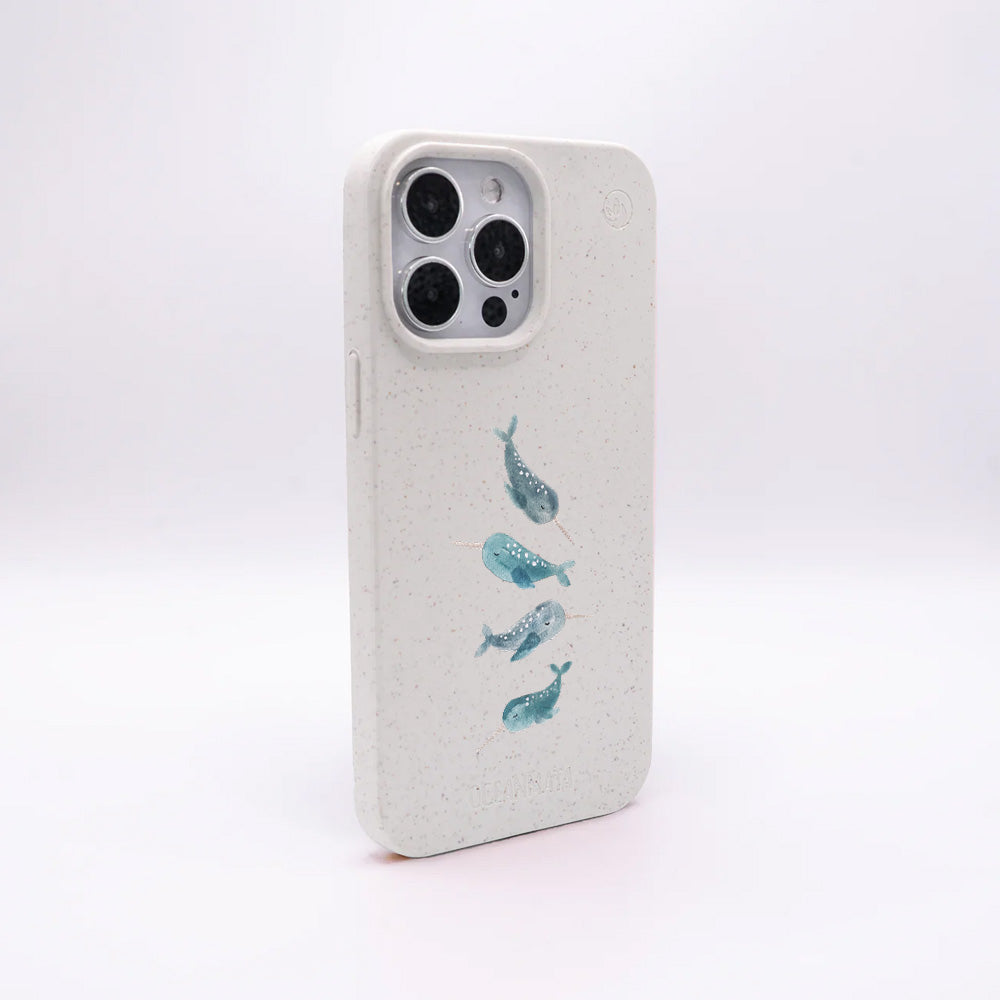 iPhone 16 pro Hülle - Narwal weiß - "Narwhale" - nachhaltig