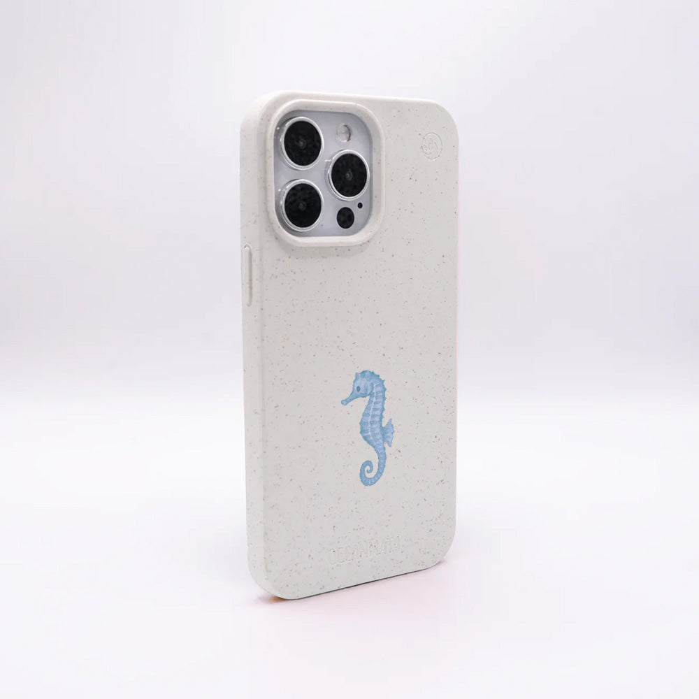 iPhone 14 pro max Hülle - Seepferdchen weiß - "SeahorseTale" - nachhaltig