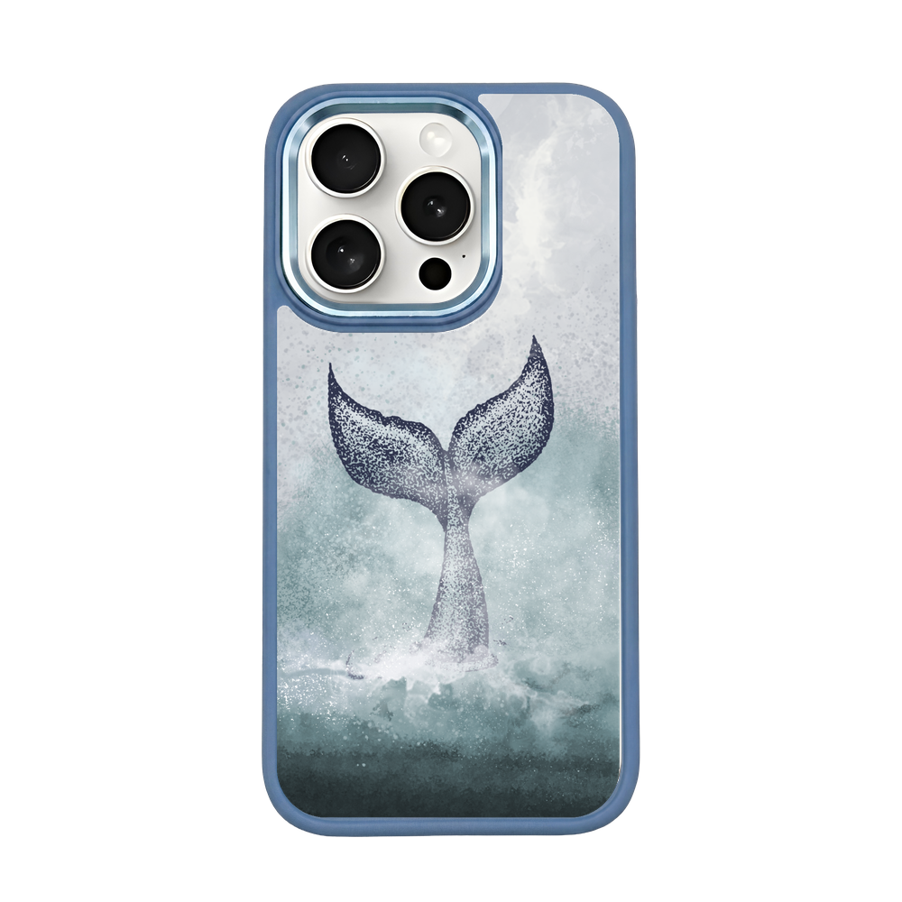 iPhone 15 pro max case - dolphin blue - "Dolphin Twins" - sustainable