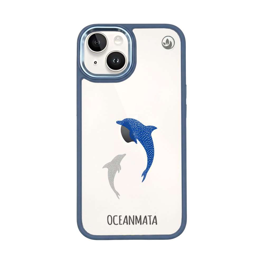 iPhone 14 Case - Dolphin Blue - "Dolphin Twins" - Sustainable