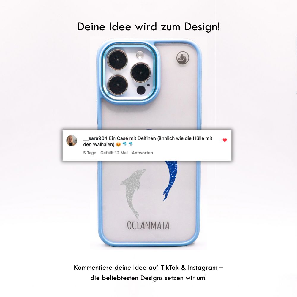 iPhone 14 pro case - dolphin blue - "Dolphin Twins" - sustainable
