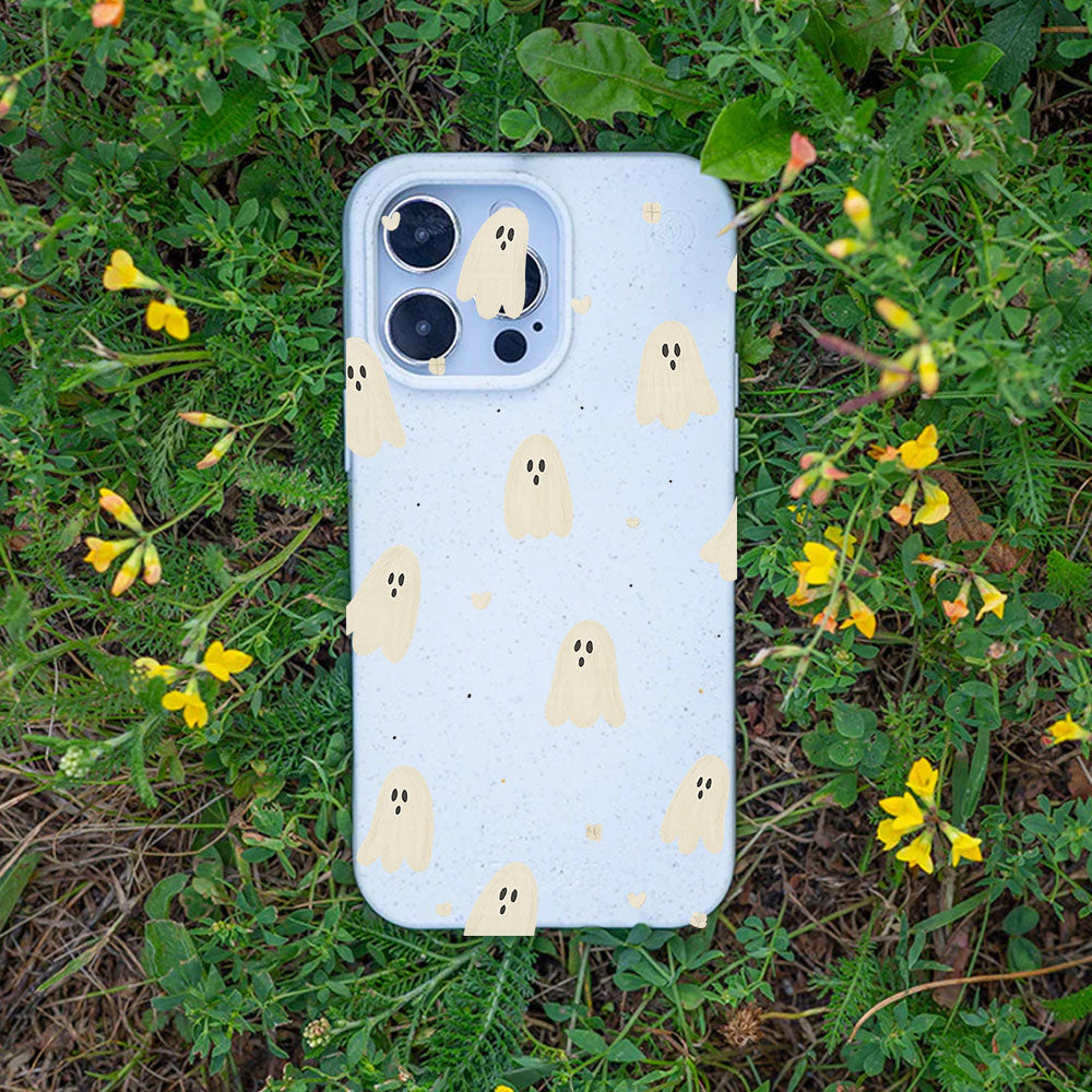 iPhone 12 pro / iPhone 12 Hülle - Geist weiß - "LittleGhost" - nachhaltig