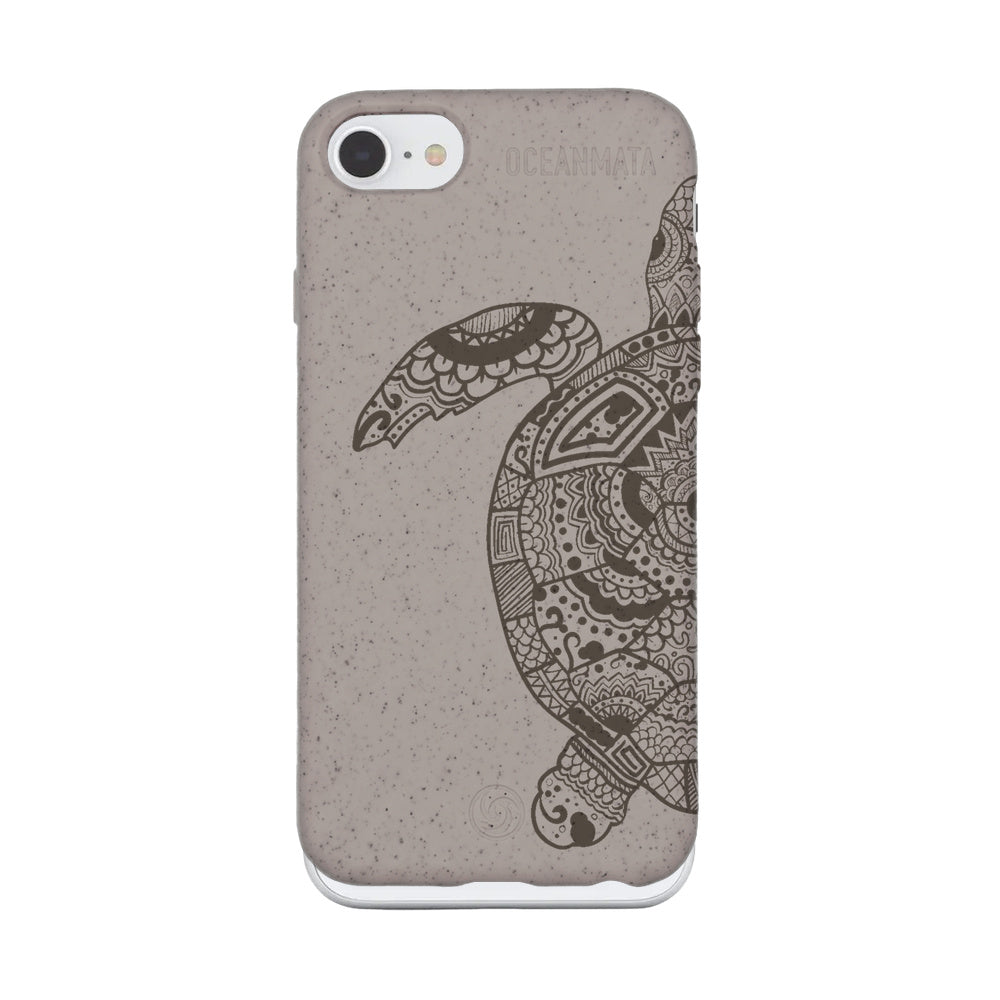 iPhone SE/7/8 Hülle - beige - "GREEN TURTLE" - nachhaltig