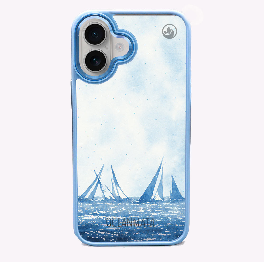 iPhone 16 Hülle - segeln blau - "BlueHorizon" - nachhaltig