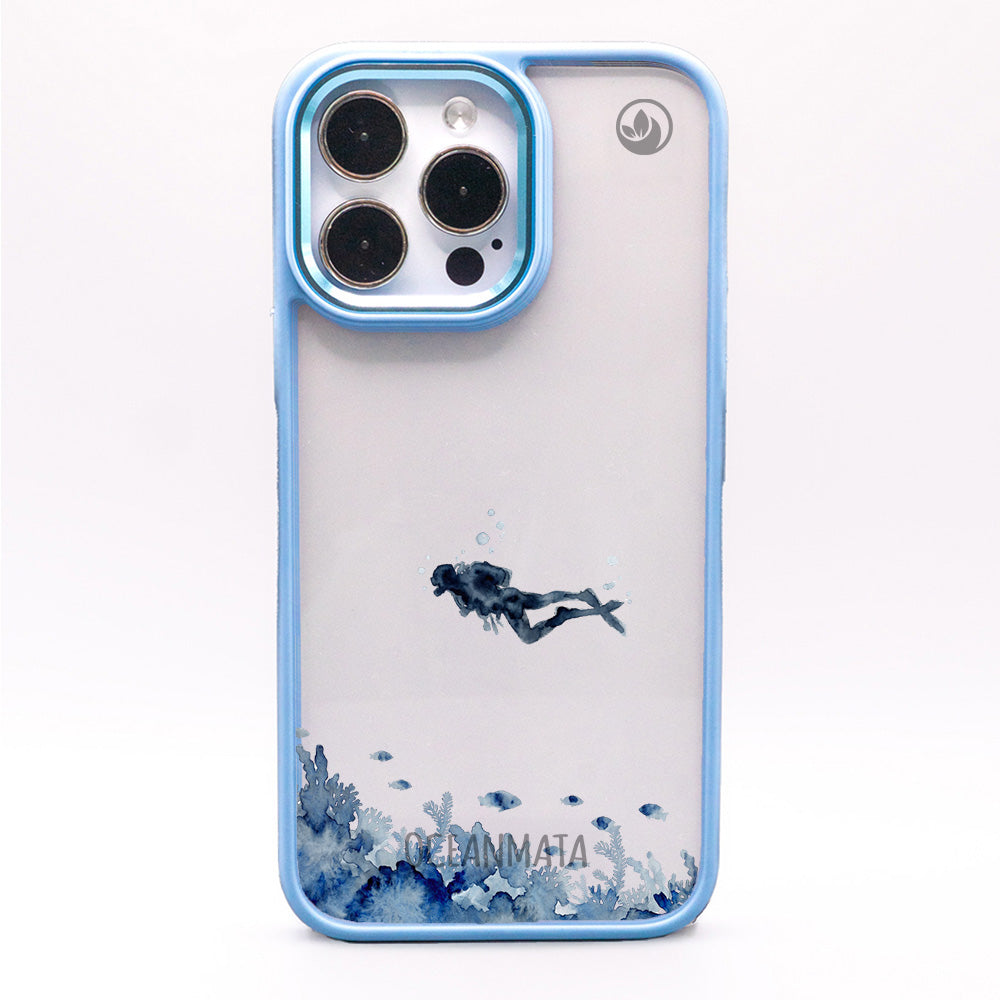 iPhone 14 Hülle - Taucher blau - "DeepDive" - nachhaltig