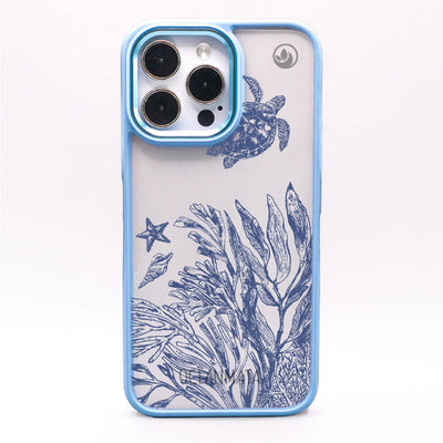 iPhone 15 pro case - turtles blue - "Silent Wave" - sustainable