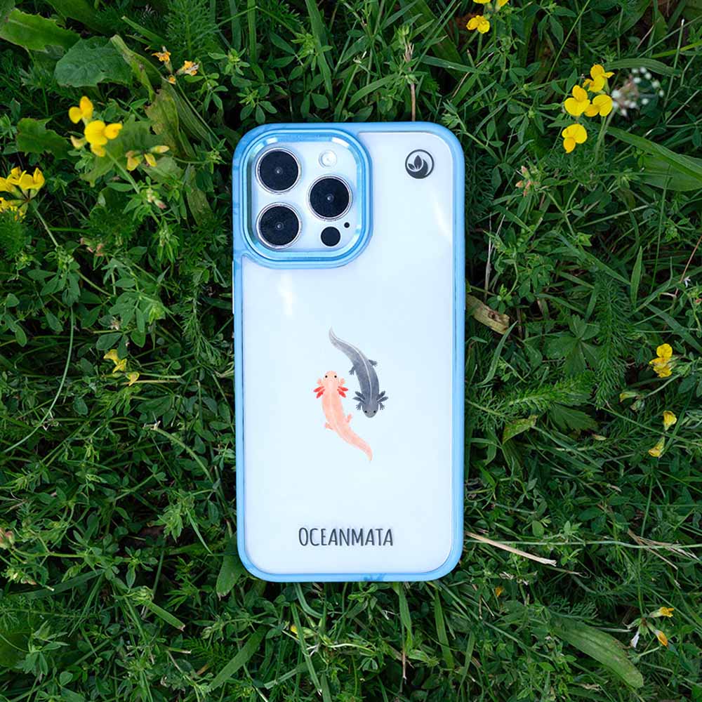 iPhone 14 pro max Hülle - Axlotl blau - "Axl" - nachhaltig