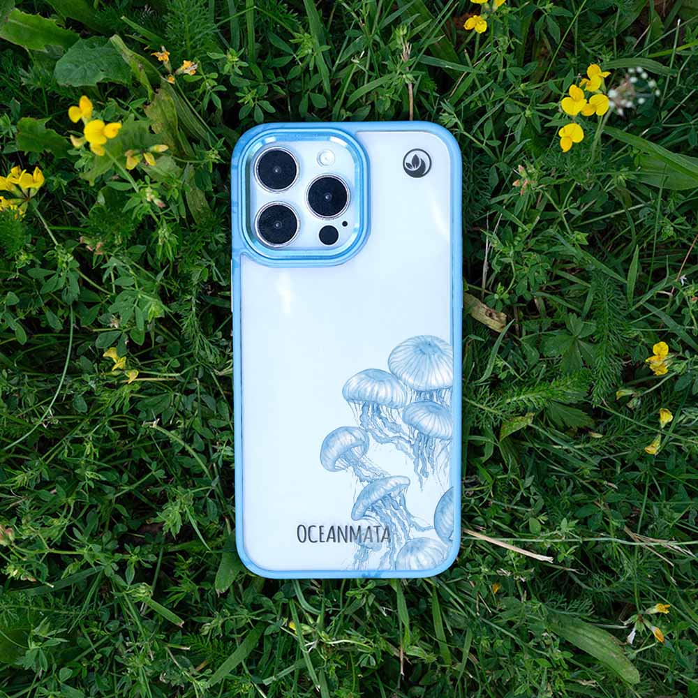 iPhone 16 pro max Hülle - qualle blau - "Jellies" - nachhaltig