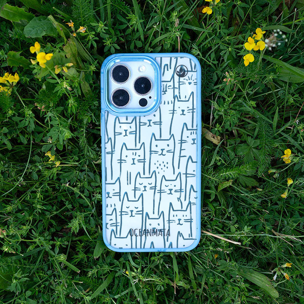 iPhone 17 pro Hülle - Katzen blau - "miau" - nachhaltig