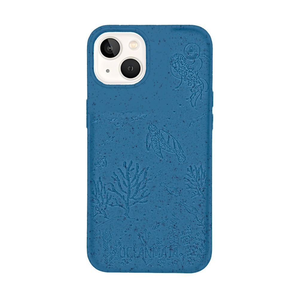 iPhone 13 hoesje 'TURTLE Family' - blauw - duurzaam