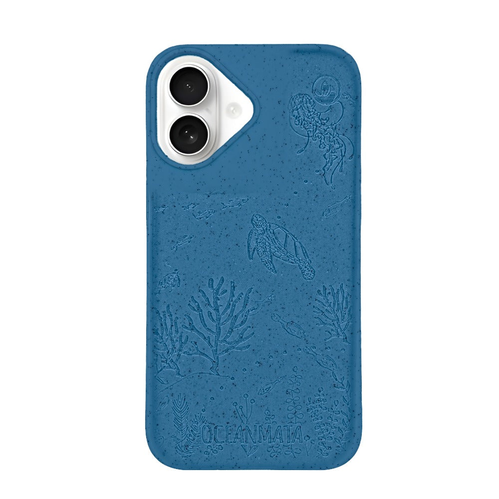 iPhone 16 hoesje 'TURTLE Family' - blauw - duurzaam
