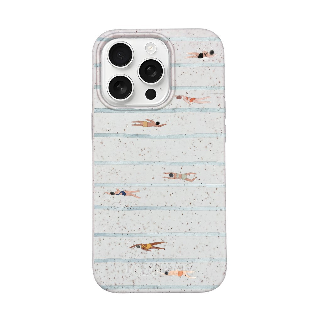 iPhone 16 pro Hülle - Schwimmen weiß - "lapflow" - nachhaltig