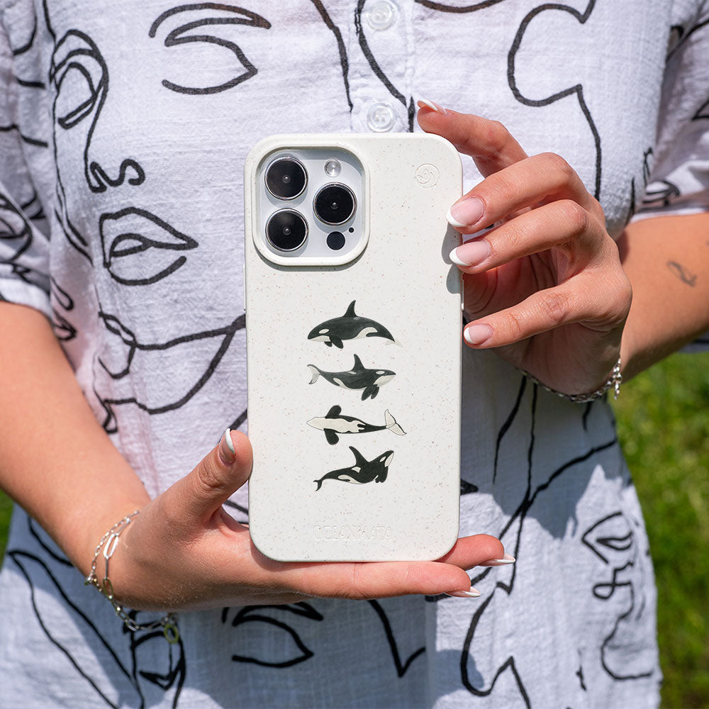 iPhone 16 pro Hülle - Orca weiß - "OrcaFamily" - nachhaltig