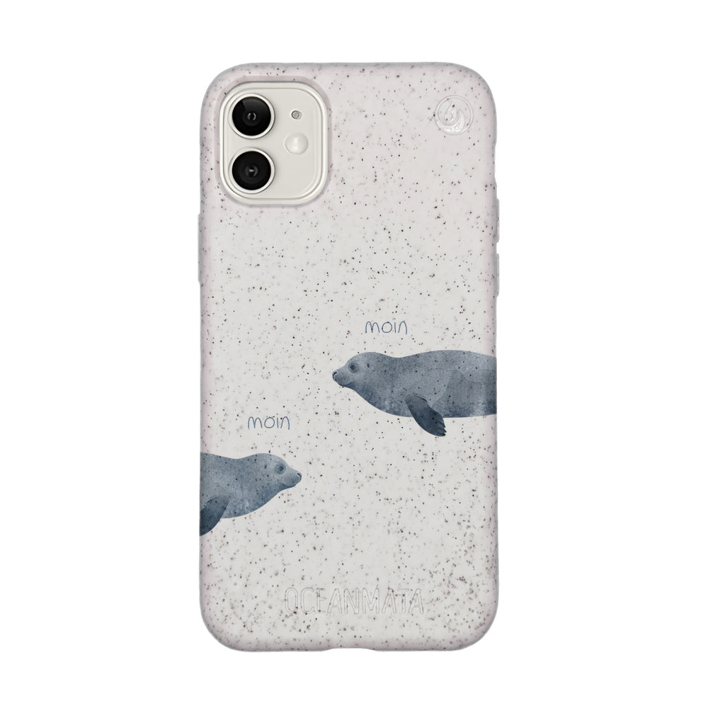 iPhone 11 Hülle - Robbe weiß - "mooornin" - nachhaltig
