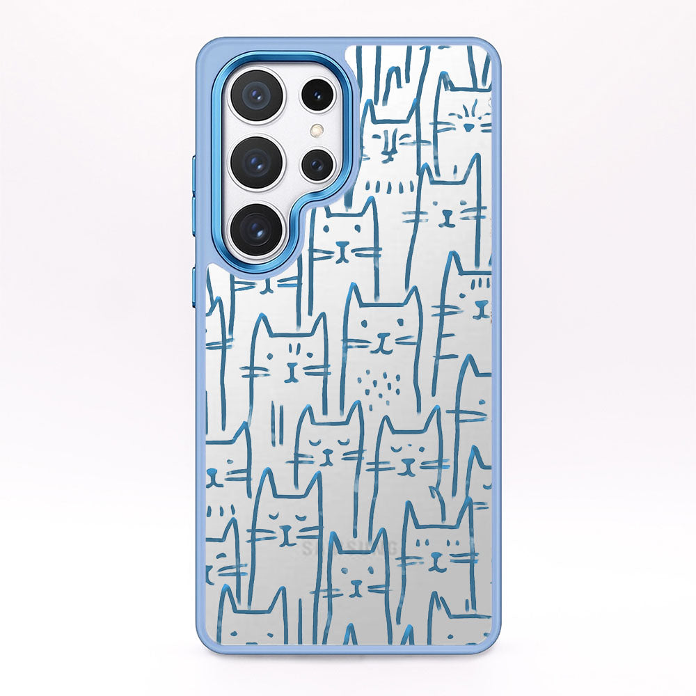 Samsung S24+ Hülle - Katzen blau - "miau" - nachhaltig