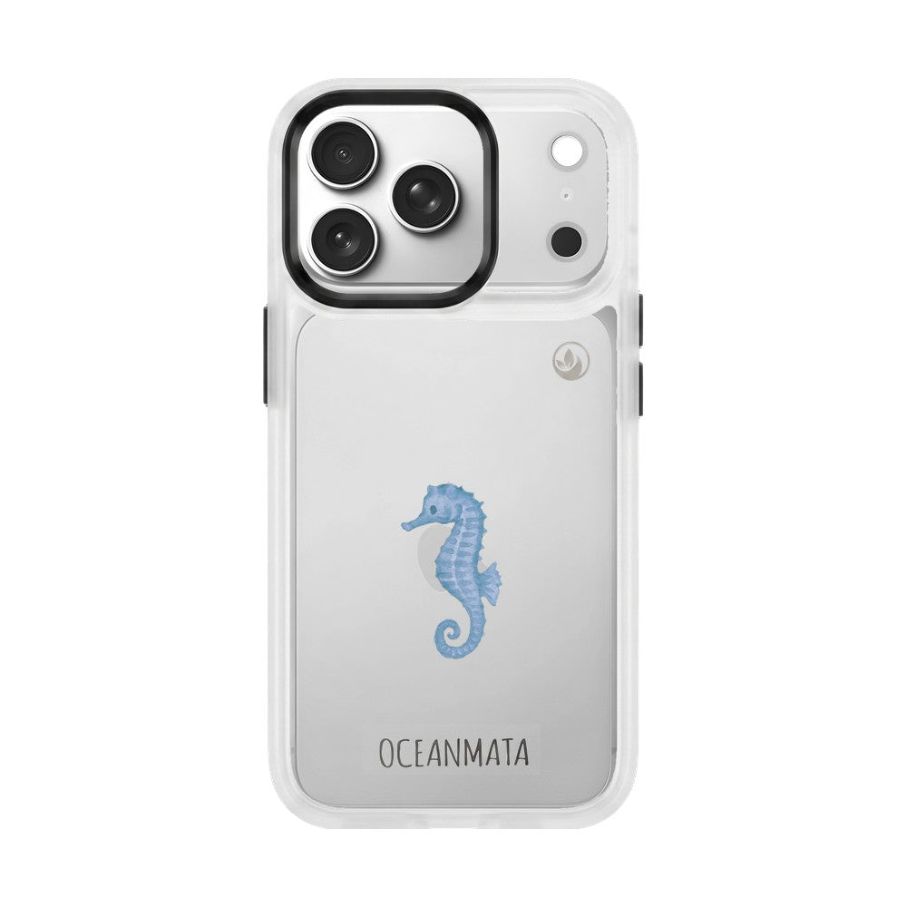 iPhone 18 Pro Max / 17 Pro Max Hülle - Seepferdchen weiß - "SeahorseTale" - nachhaltig
