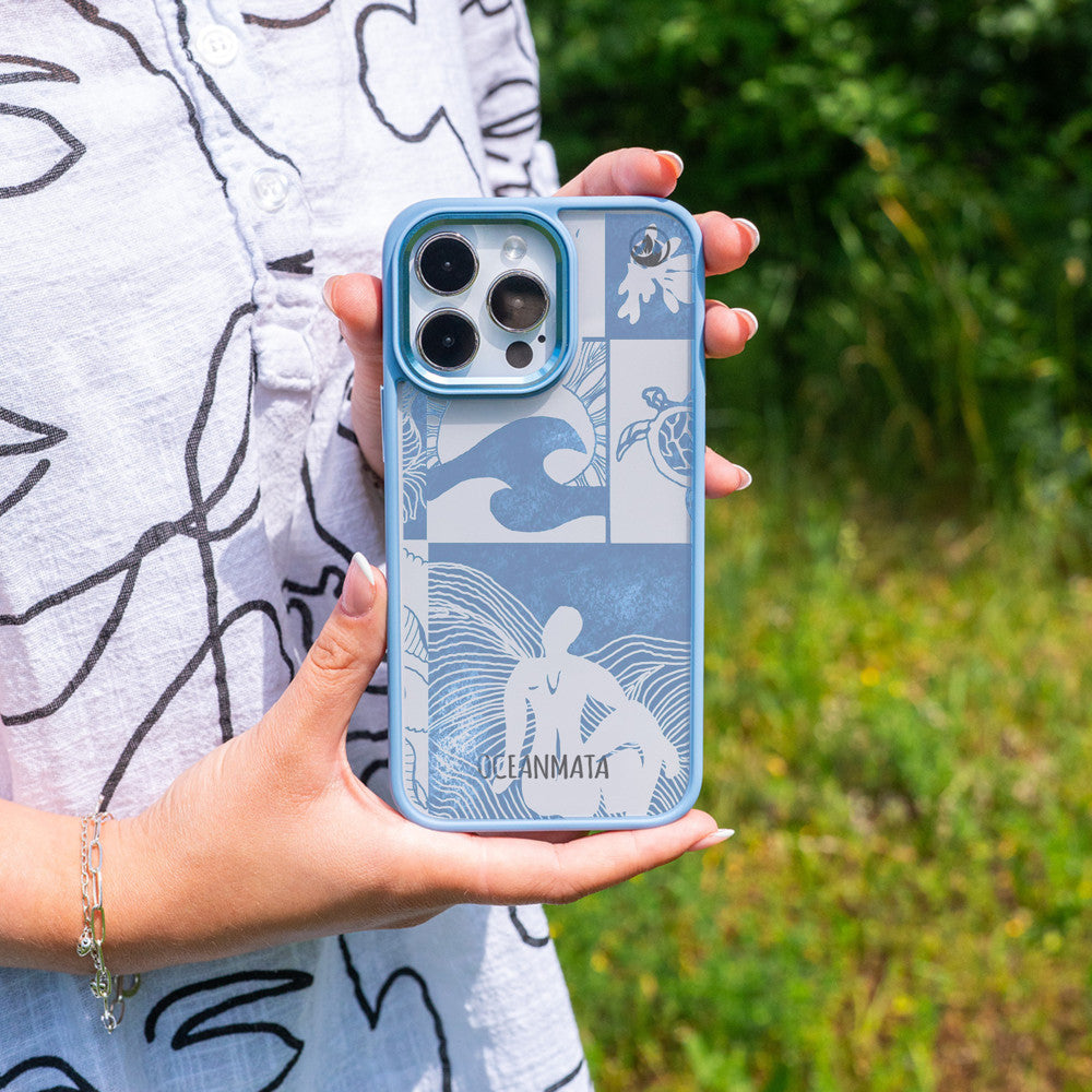 iPhone 14 pro case - Line Art Ocean - "Waves of Balance" - sustainable