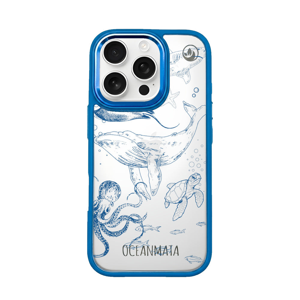 iPhone 16 pro max hoesje - walvisblauw - "WhaleLife" - duurzaam
