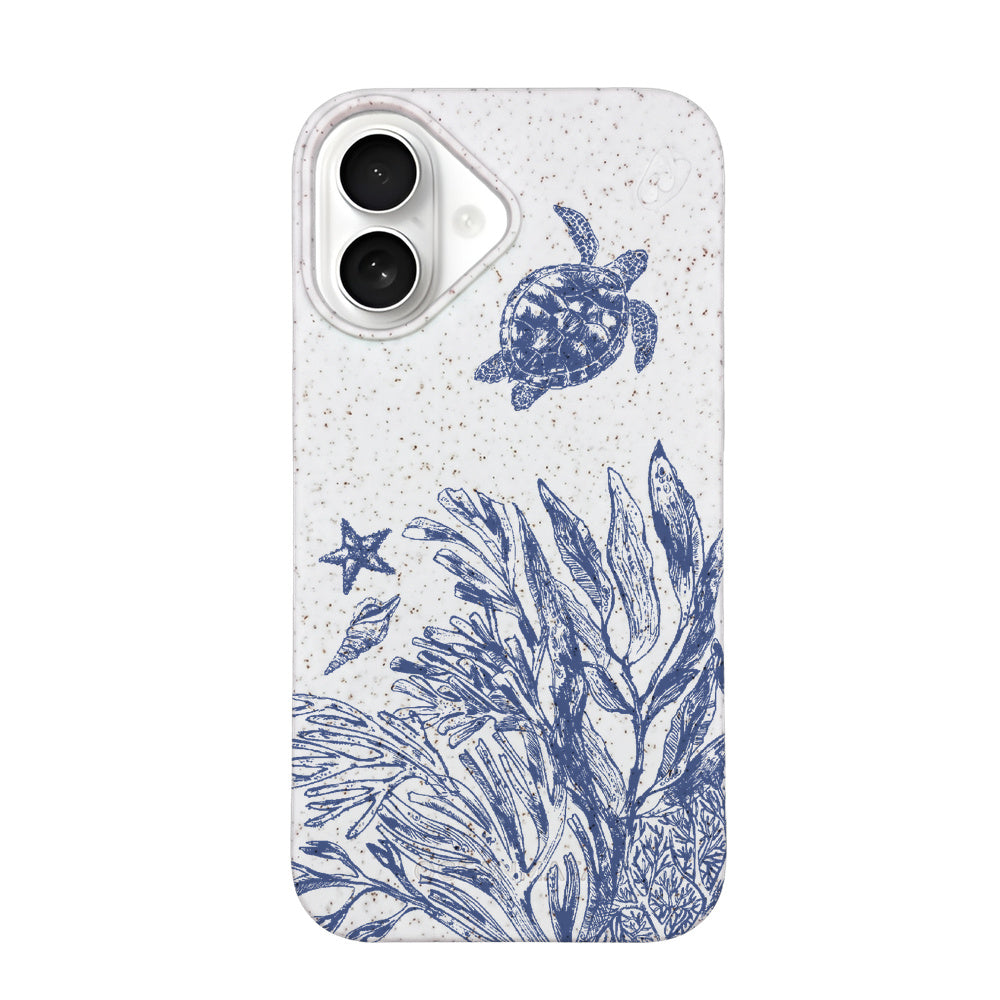 iPhone 16 Hülle - Schildkröten weiß - "White Silent Waves" - nachhaltig