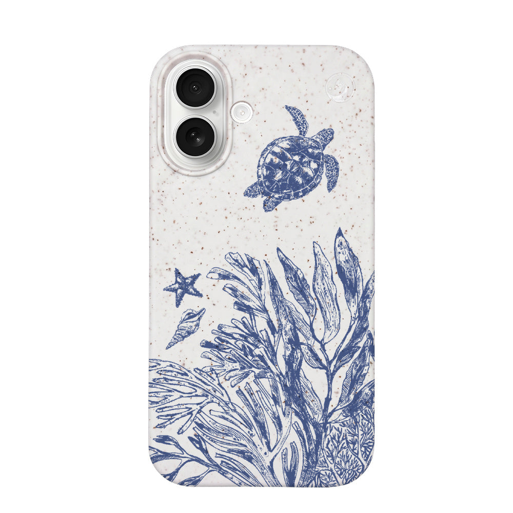 iPhone 17 Hülle - Schildkröten weiß - "White Silent Waves" - nachhaltig