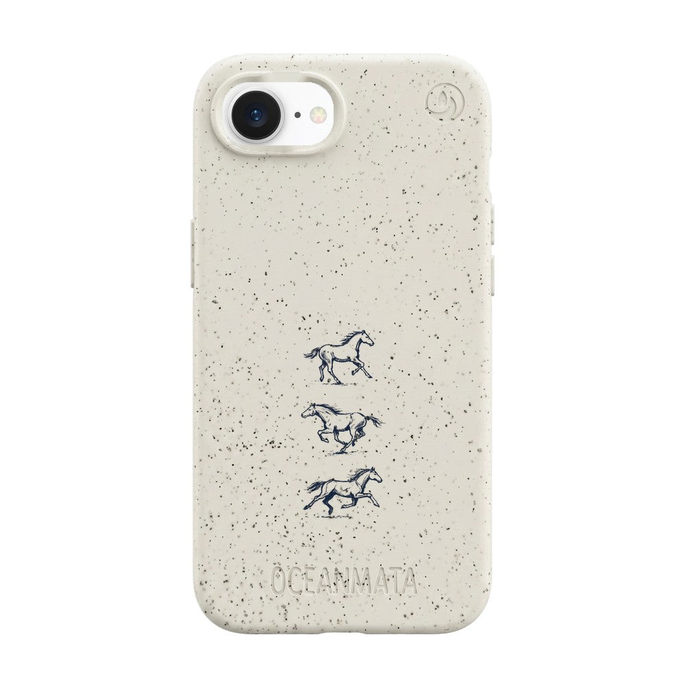 iPhone 16e Hülle - Pferd weiß - "wild" - nachhaltig