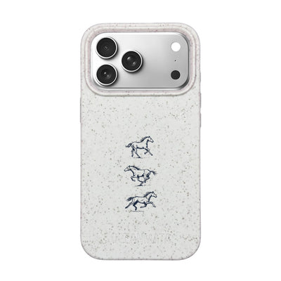 iPhone 18 Pro Max / 17 Pro Max Hülle - Pferd weiß - "wild" - nachhaltig