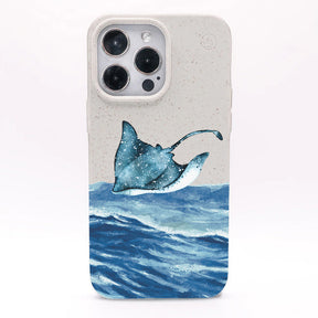 iPhone 15 pro hoesje - wit Manta - "Manta Wave" - ​​duurzaam