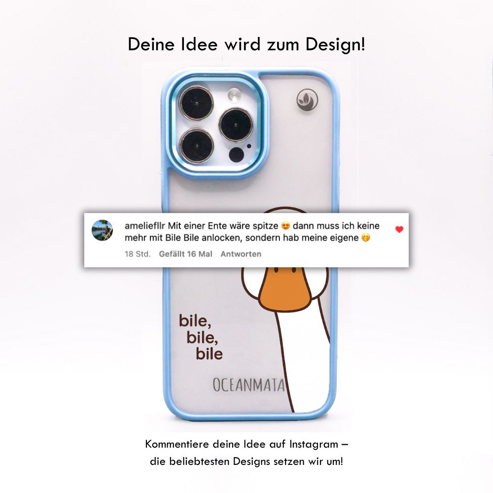 iPhone 15 pro Hülle - Ente weiß - "Bile Bile Bile" - nachhaltig