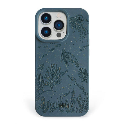 iPhone 14 pro case 'TURTLE Family' - blue - sustainable