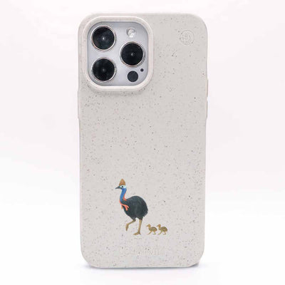 iPhone 16e/17e Case - Cassowary White - "CassowaryStroll" - sustainable