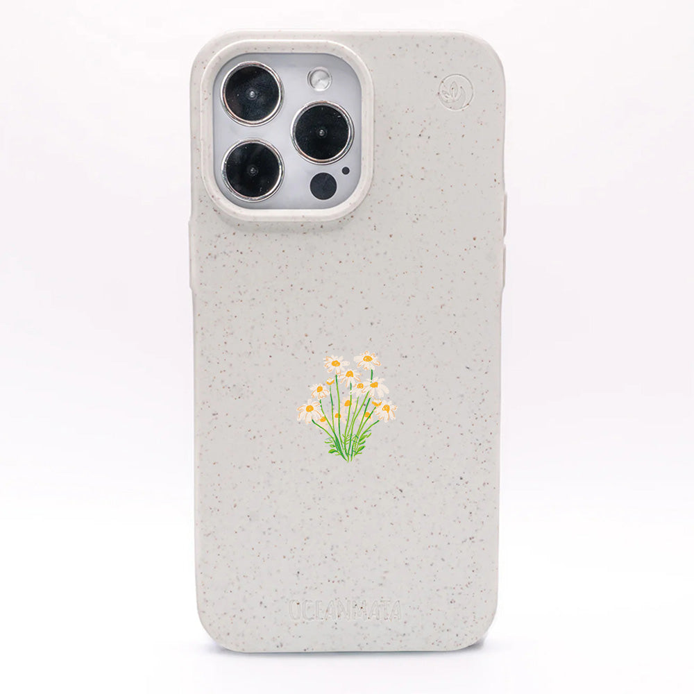 iPhone 16e Hülle - Blumen weiß - "Daisy" - nachhaltig