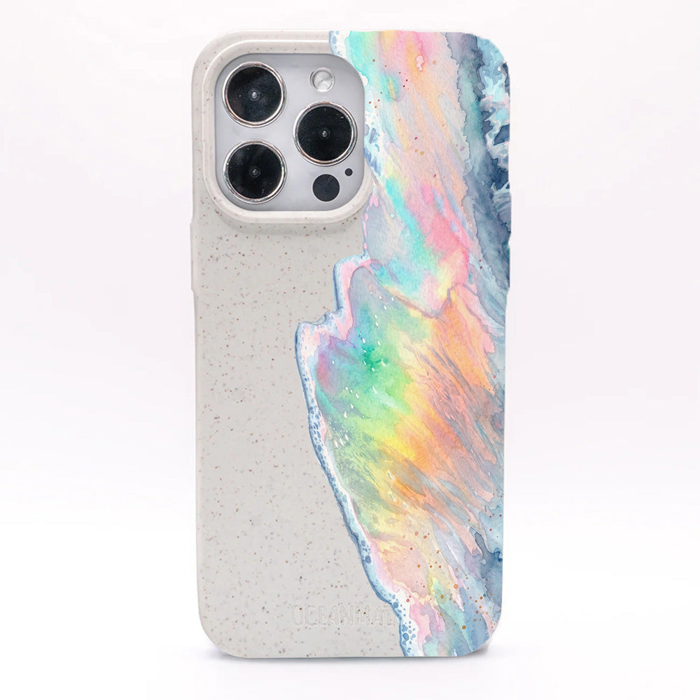 iPhone 12 mini Hülle - Regenbogen Welle weiß - "WaveOfPride" - nachhaltig
