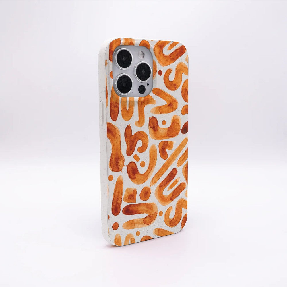 iPhone 14 pro max Hülle - orange - "buchstabensuppe" - nachhaltig