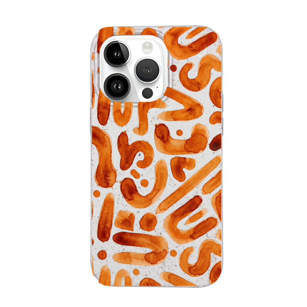 iPhone 14 pro max Hülle - orange - "buchstabensuppe" - nachhaltig