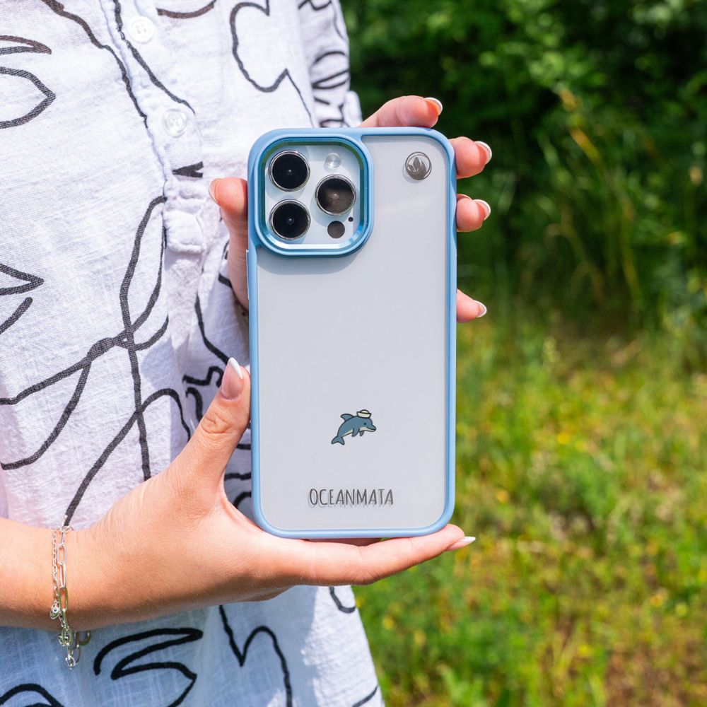 iPhone 17 pro Hülle - Delfin blau - "Captain Dolphin" - nachhaltig