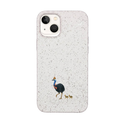iPhone 13 mini Case - Cassowary White - "CassowaryStroll" - sustainable