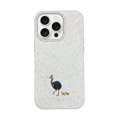 iPhone 16 pro Hülle - Cassowary weiß - "CassowaryStroll" - nachhaltig