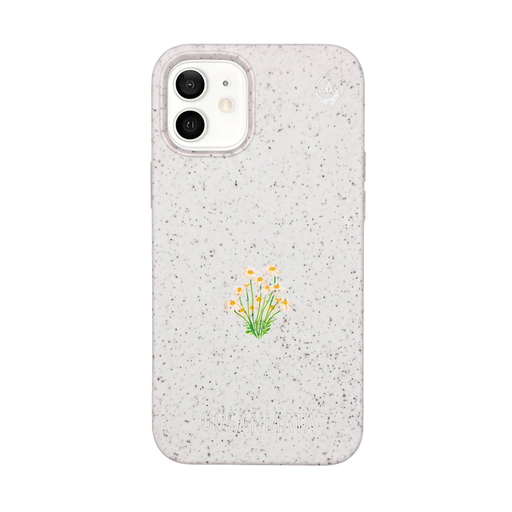 iPhone 12 mini Hülle - Blumen weiß - "Daisy" - nachhaltig