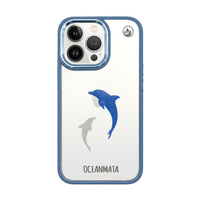 iPhone 13 pro max Hülle - Delfin blau - "Dolphin Twins" - nachhaltig