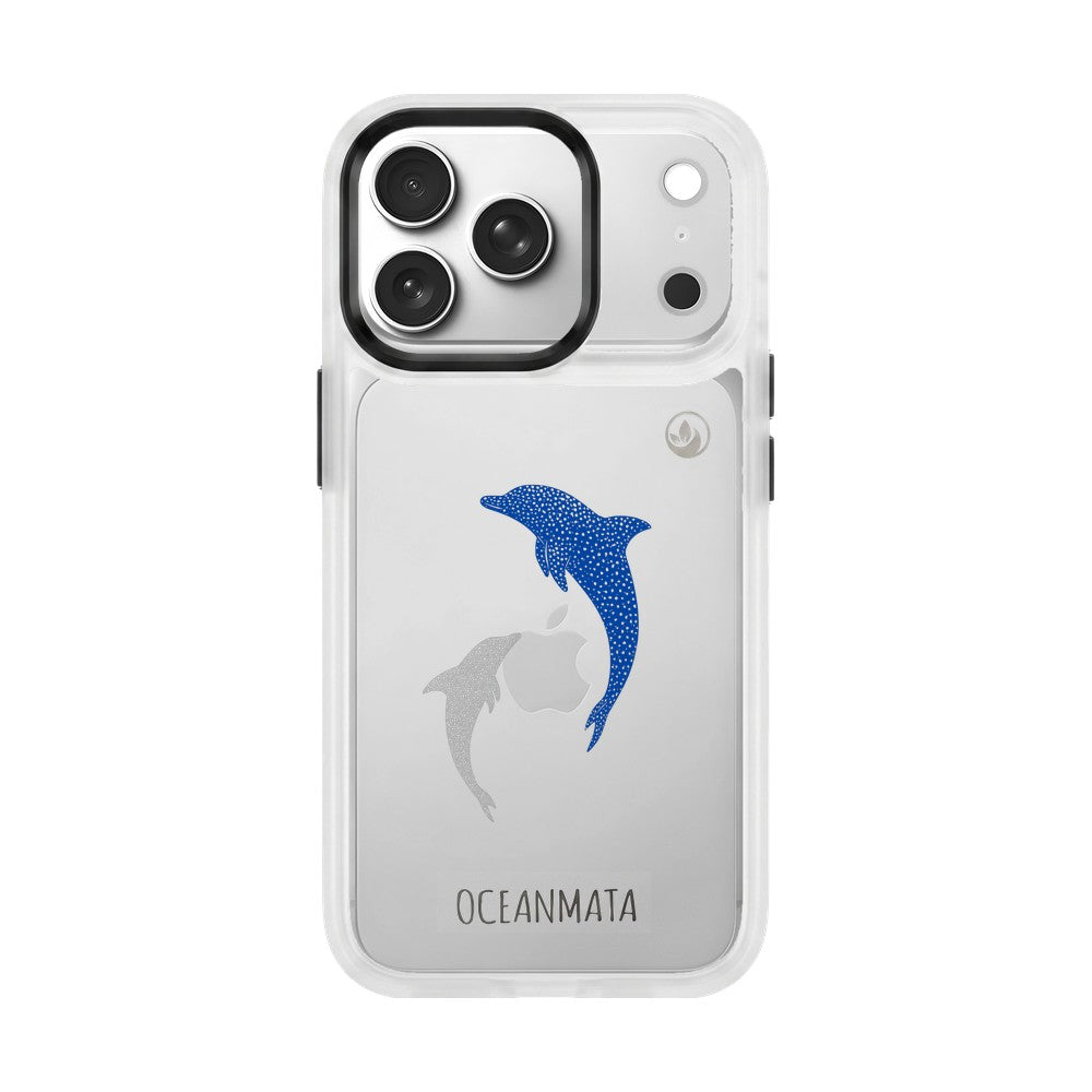 iPhone 18 Pro Max / 17 Pro Max Hülle - Delfin blau - "Dolphin Twins" - nachhaltig