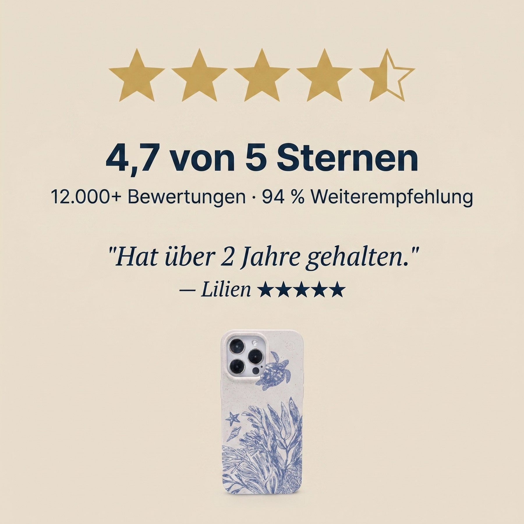 Biologisch abbaubare Handyhülle iPhone 17 pro max Mantawave — kompostierbar — Bewertungen