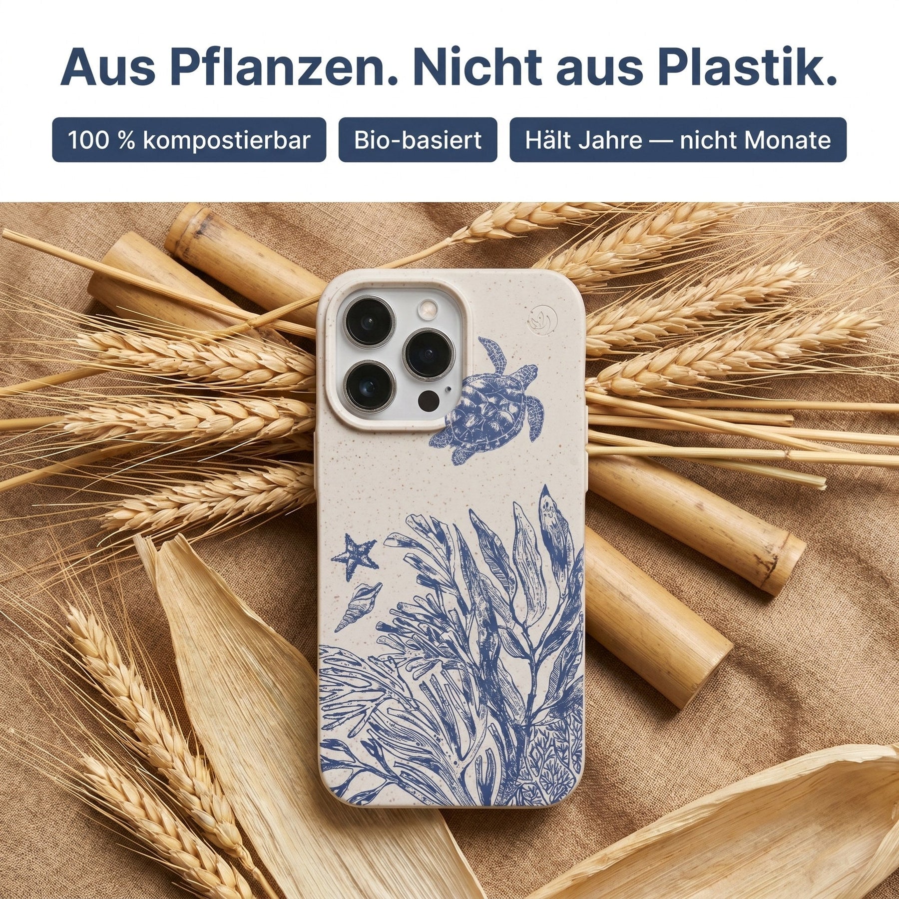 Biologisch abbaubare Handyhülle iPhone 17 pro Mantawave — kompostierbar — Material