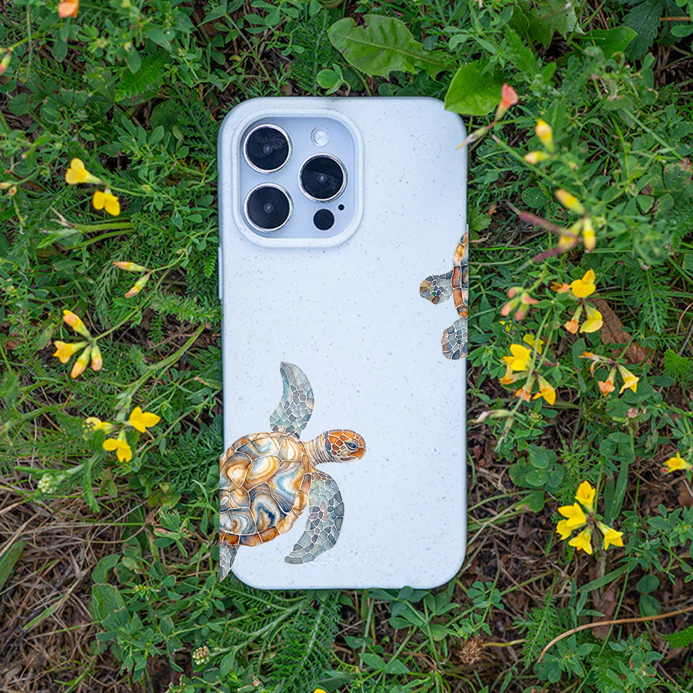 iPhone 13 pro max Hülle - Schildkröte weiß - "TurtleGaze" - nachhaltig