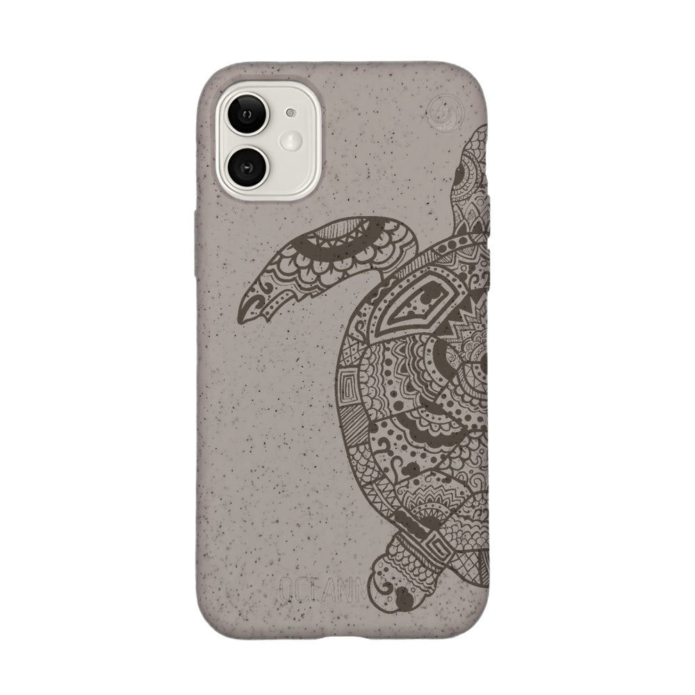 iPhone 11 Hülle - beige - "GREEN TURTLE" - nachhaltig