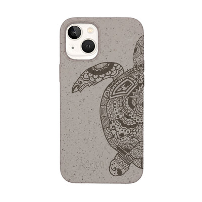 iPhone 13 mini Hülle - beige - "GREEN TURTLE" - nachhaltig