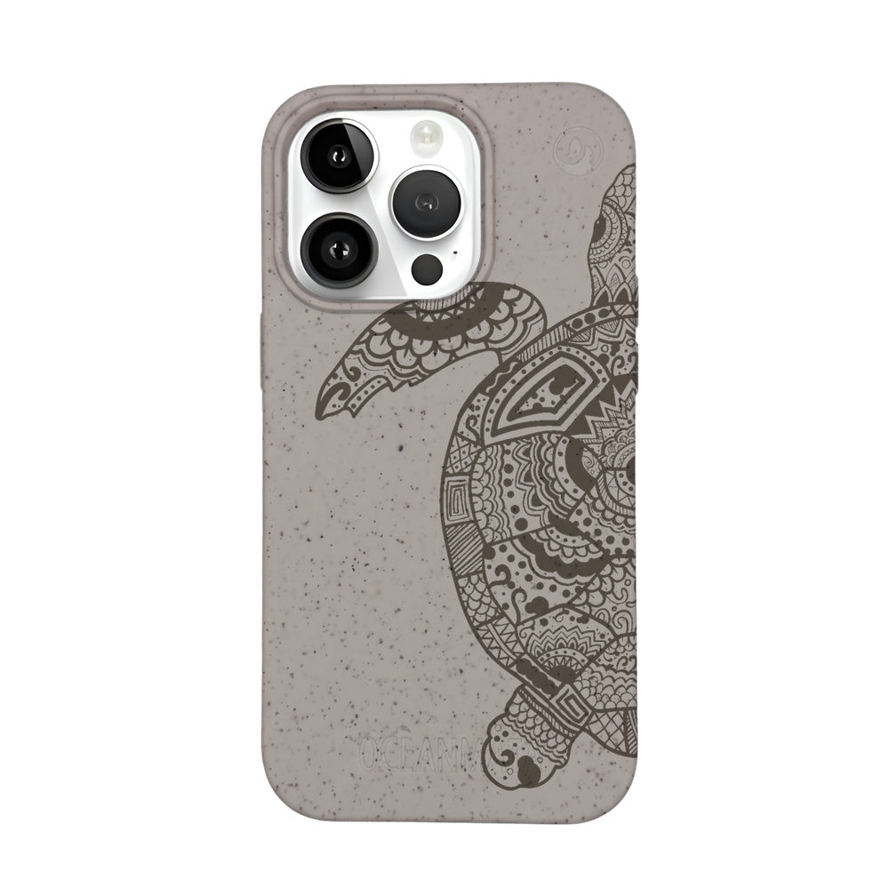 iPhone 14 pro max case - beige - "GREEN TURTLE" - sustainable