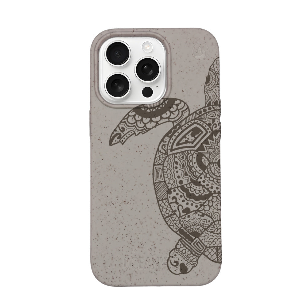 iPhone 16 pro max case - beige - "GREEN TURTLE" - sustainable